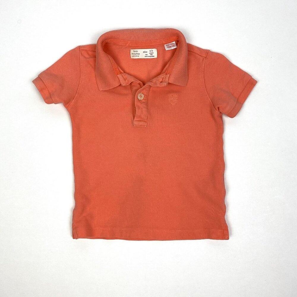 Zara Boys Short Sleeve Coral Orange Polo Shirt 2-3